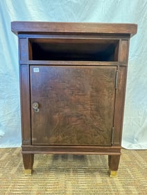 Mahogany Single Door Side Table with Brass Feet