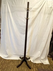 Mahogany Hall Stand 61" Tall, Brass Hooks