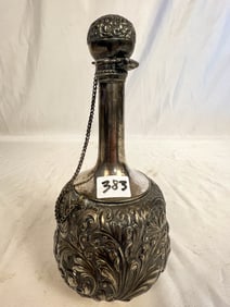 Fancy Meridian Silverplate Oil Container for Cigars