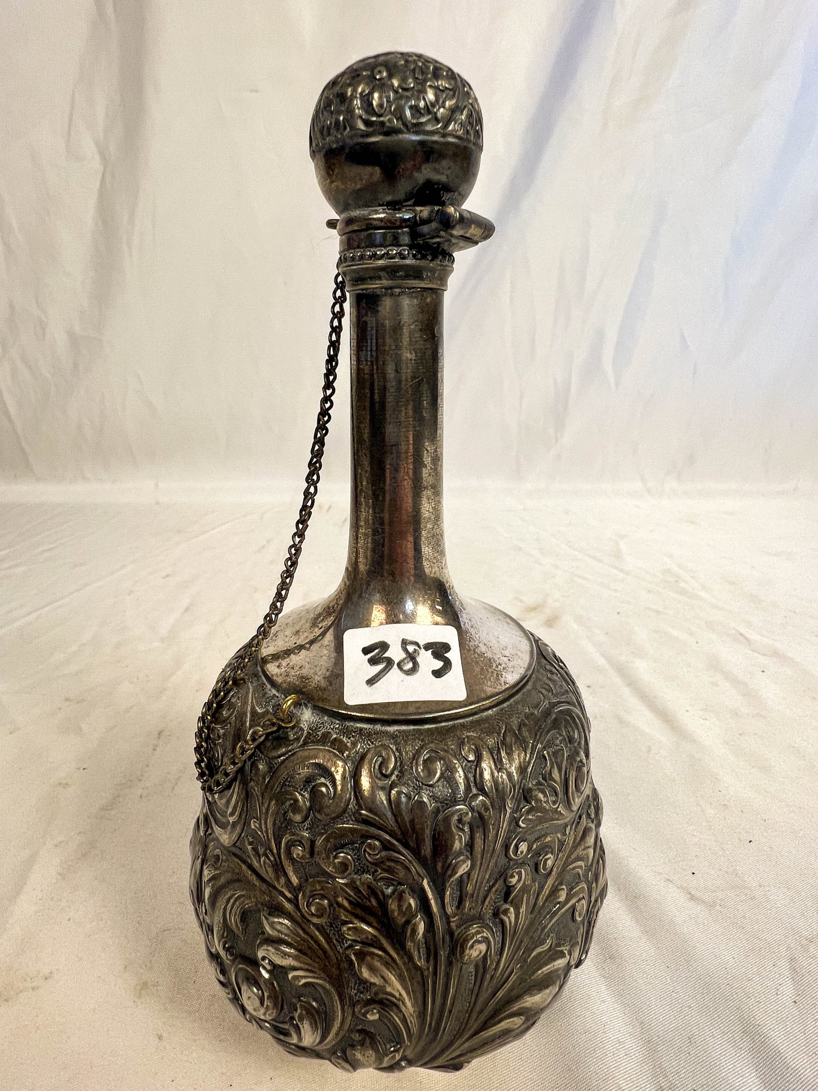 Fancy Meridian Silverplate Oil Container for Cigars: Fancy Meridian silverplate oil container for cigars. Measures 7.5" by 4"