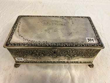 Victorian Silverplate Footed Humidor by Wilcox with Fancy Scrollwork