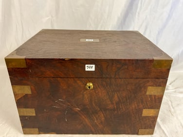 Mahogany Brass Trimmed Large Humidor Tin, Lined, Benson And Hedges
