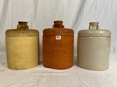3 Terracotta Humidors Made by A. C. Brenckle's Potted Cigars, Milwaukee, WI