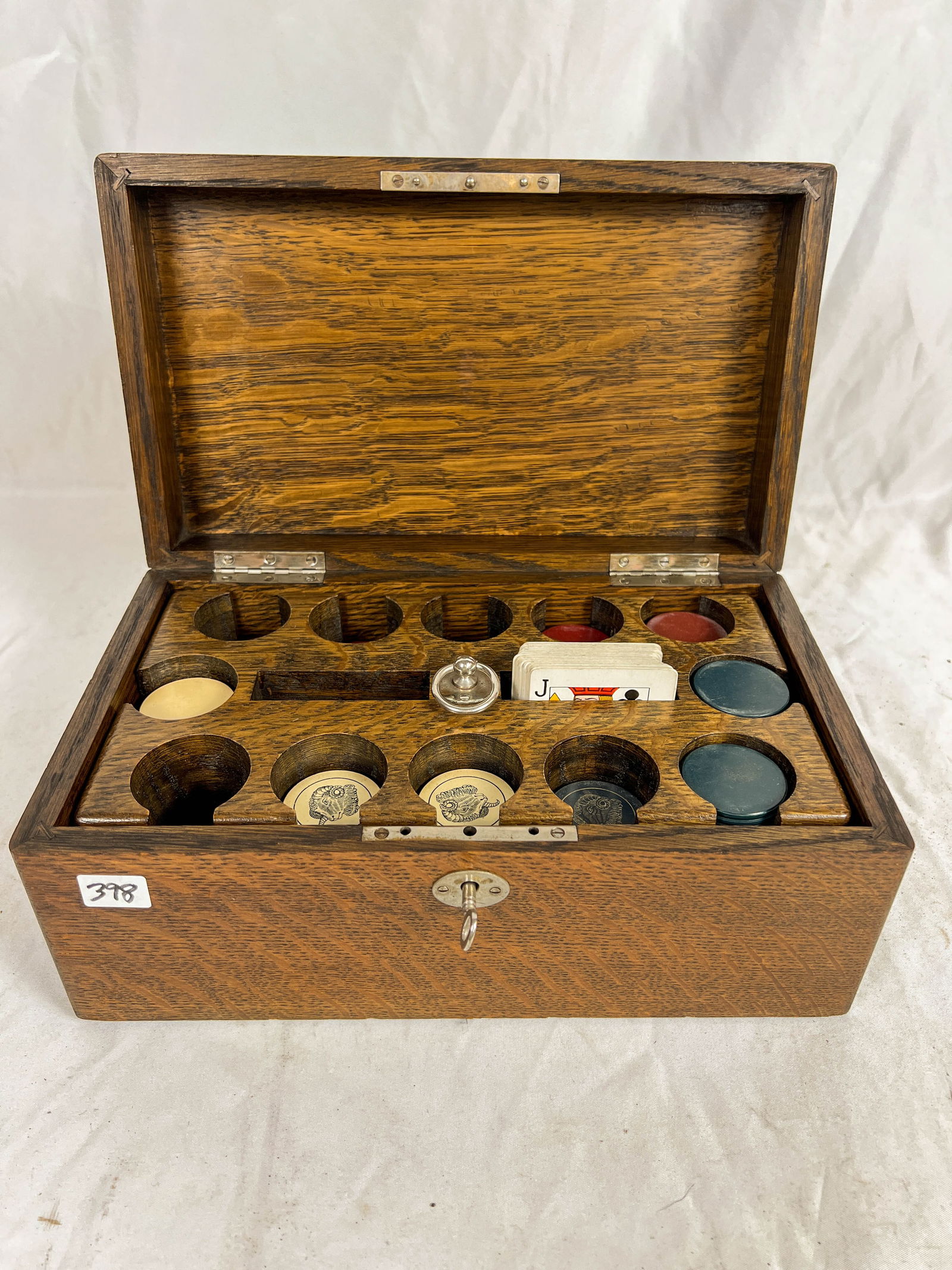 Turn of the Century Oak Boxed Poker Chip Set (1 of 3)