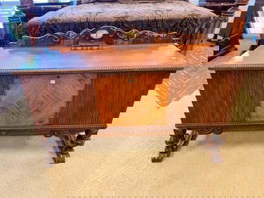 1930s Mahogany Cedar Chest on Feet with Clock
