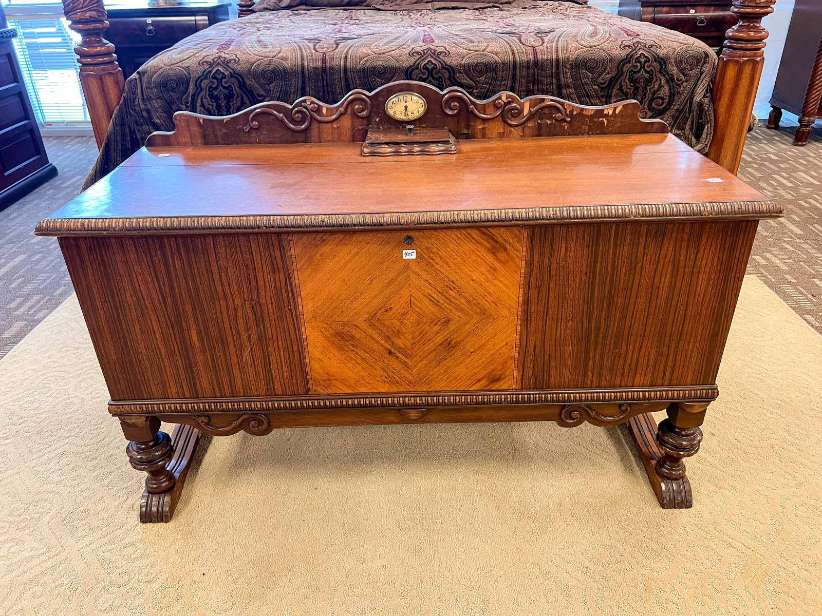 1930s Mahogany Cedar Chest on Feet with Clock (1 of 5)