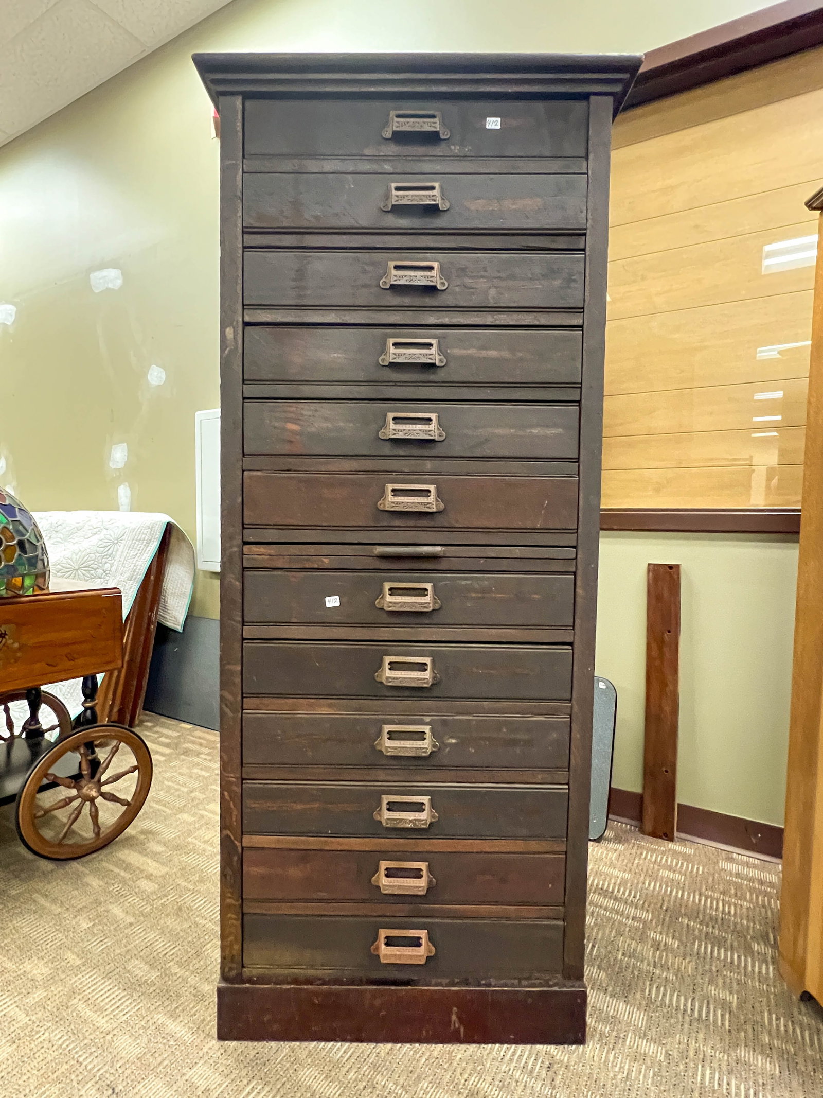 12-Drawer Oak Flat File Cabinet (1 of 4)