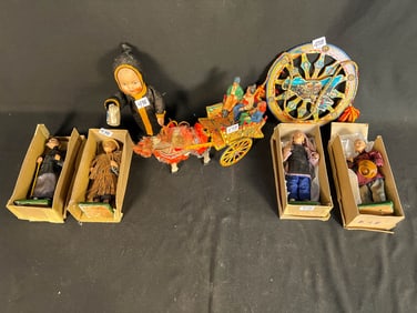 Celluloid German Candy Container, an Italian Cart with Donkey, 4 Composition