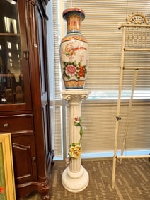 Capodimonte Plant or Vase Pedestal along with a Palace Sized Oriental Vase
