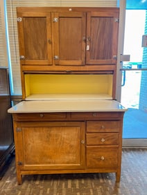 Refinished Porcelain Top 2 Piece Hoosier Cabinet