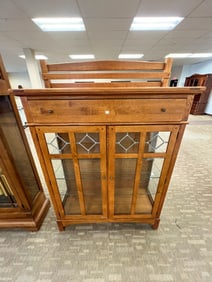 Contemporary Arts and Crafts Mission Oak Leaded Glass Bob Timberlake Display Case
