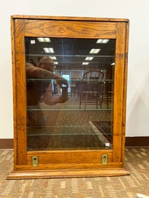 Antique Oak Small Display Case, Bottom Opening