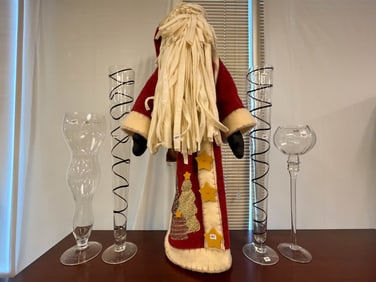 Decorative Large Glass Vases along with a Santa Figurine
