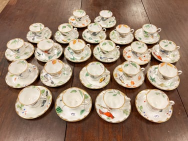 Lefton China Set of Teacups and Saucers with Assorted Bird Patterns