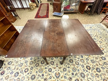 18th Century Single Board Drop Side Mahogany Table with Turned Legs