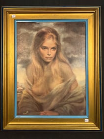 Oil on Canvas Portrait of "Girl of Valdarno" Print by VINCIATA