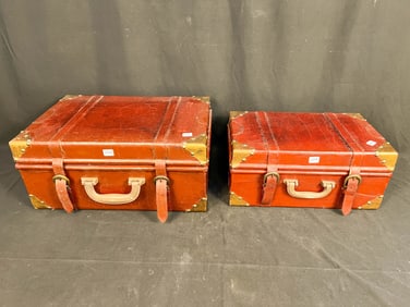 Pair of Decorative Leather Suitcases