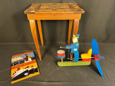 Lot to include Antique Whirligig of Drummer (Brightly Painted), a Metal Cunard