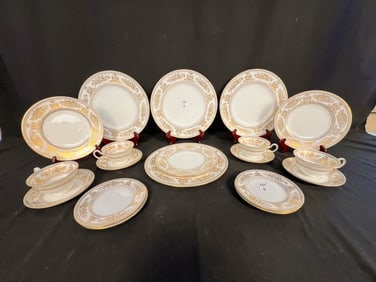 Wedgwood Partial China Set. Pattern is Gold Columbia