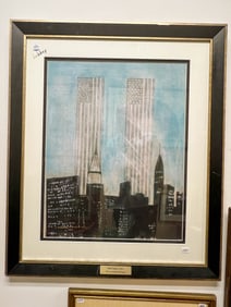 Pastel Signed of the Twin Towers 2001 by Maestro Joseph Rescigno
