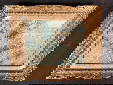 Andre Gisson Oil on Canvas Landscape Titled "Figures in Landscape"