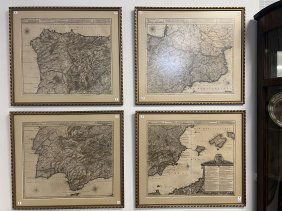 Set of Four Maps Showing All of Spain and Portugal c. 1700's