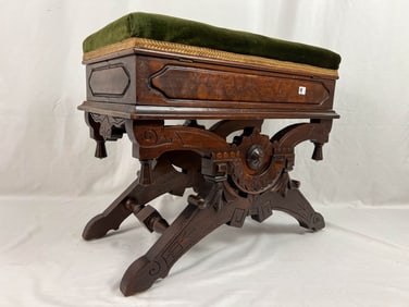 Victorian Renaissance Walnut Slipper Bench