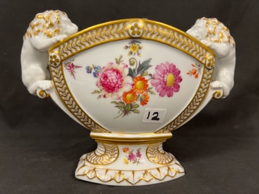 Important Royal Copenhagen Flower Frog Lion Handles