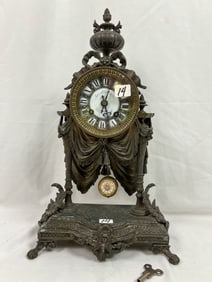 French White Metal Portico 1870s Clock
