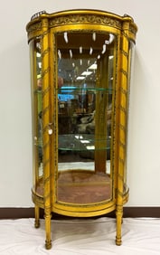 Gold leaf French Curio Cabinet with Bronze Trim.