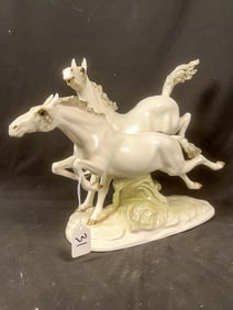 Hutschenreuther Porcelain Sculpture of Two Wild Horses
