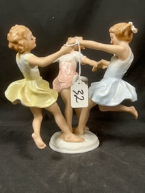 Hutschenreuther Porcelain Sculpture of Three Girls Playing ring around the Rosey