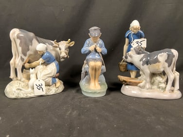 2 Bing & Grundahl and 1 Royal Copenhagen Porcelain Sculptures