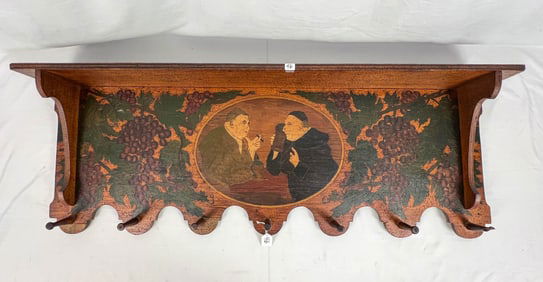 Large Pyrography Wall Hanging Hat Rack