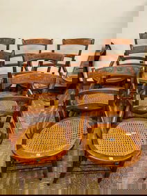 Set of 6 Walnut Victorian Ladder Back Dining Chairs