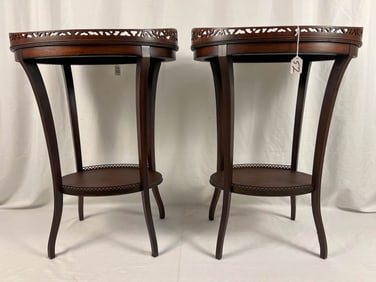 Pair of Mahogany Oval Side Tables Attributed to Kittinger