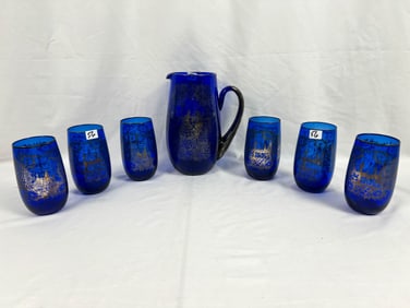 Cobalt Blue with Sterling Silver overlayDecorations 7-Piece Water Set