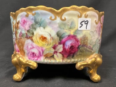 Beautiful Hand Painted A.K. France Ferner With Insert