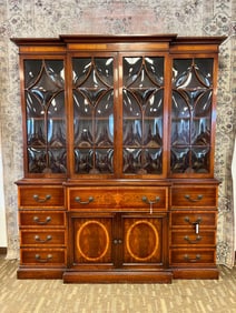 Fantastic 1930s-40s Breakfront With Shaped Glass Attributed to Kittinger