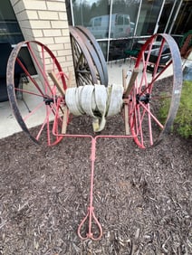1900s Iron Wheeled Fire Hose Cart