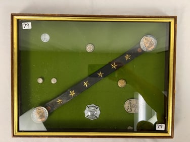 Framed Group of Fireman Items from the 1880s