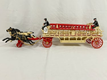 1960s Reproduction Large Horse and Ladder Wagon Cast Iron Toy