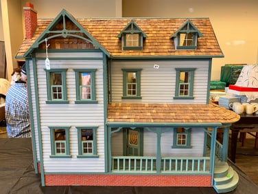 Vintage Large Victorian Style Doll House with Furniture