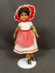 Antique Rare Black Bisque Head Doll