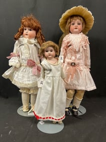 Lot of 3 Antique Bisque Head A. Mariseille Dolls
