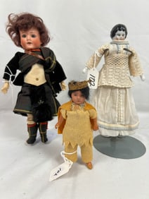 Lot of 3 Antique Dolls in Bisque and China