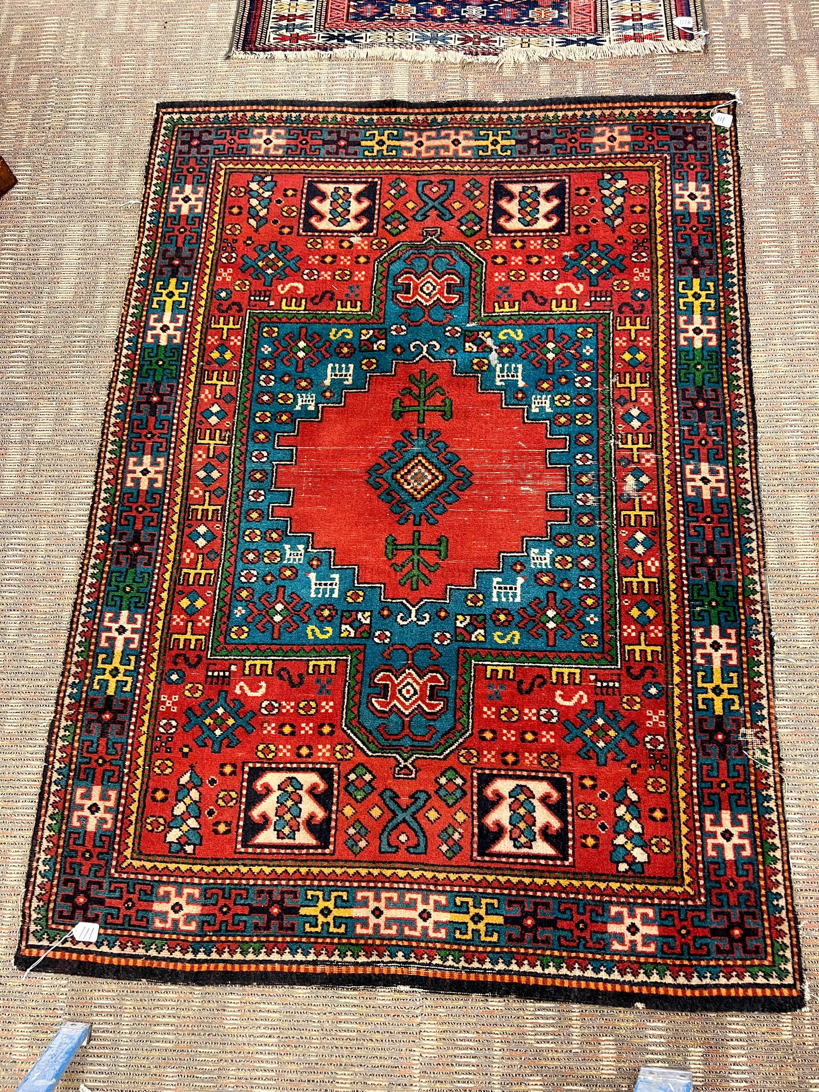 Antique Hand Tied Middle Eastern Tribal Rug with Unusual Geometrics (1 of 5)