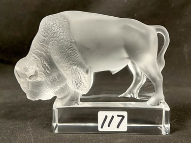 Lalique France Crystal Buffalo Figurine