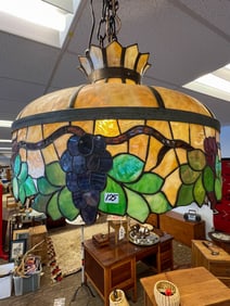 Antique Leaded and Curved Glass Chandelier