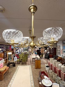 Antique brass 4 arm gas fixture electrified